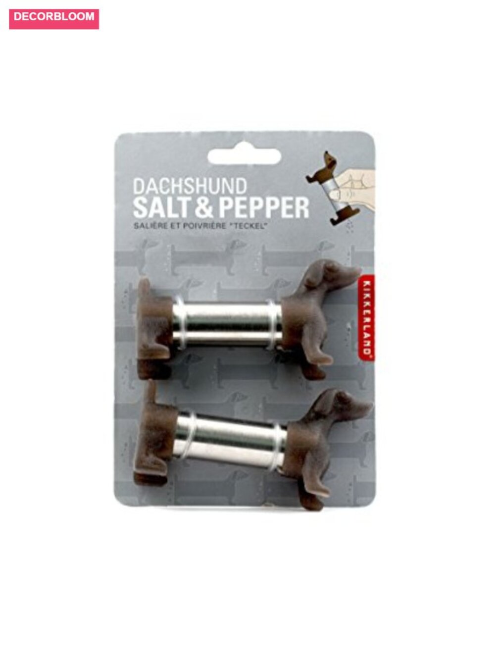 Dachshund Salt and Pepper Shaker Set Aluminum Silicone 2-Piece - Picture 3 of 4